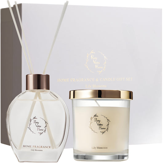 Pretty Valley Home Home Fragrance Diffuser Amber Allure & Candle Gift Box Set