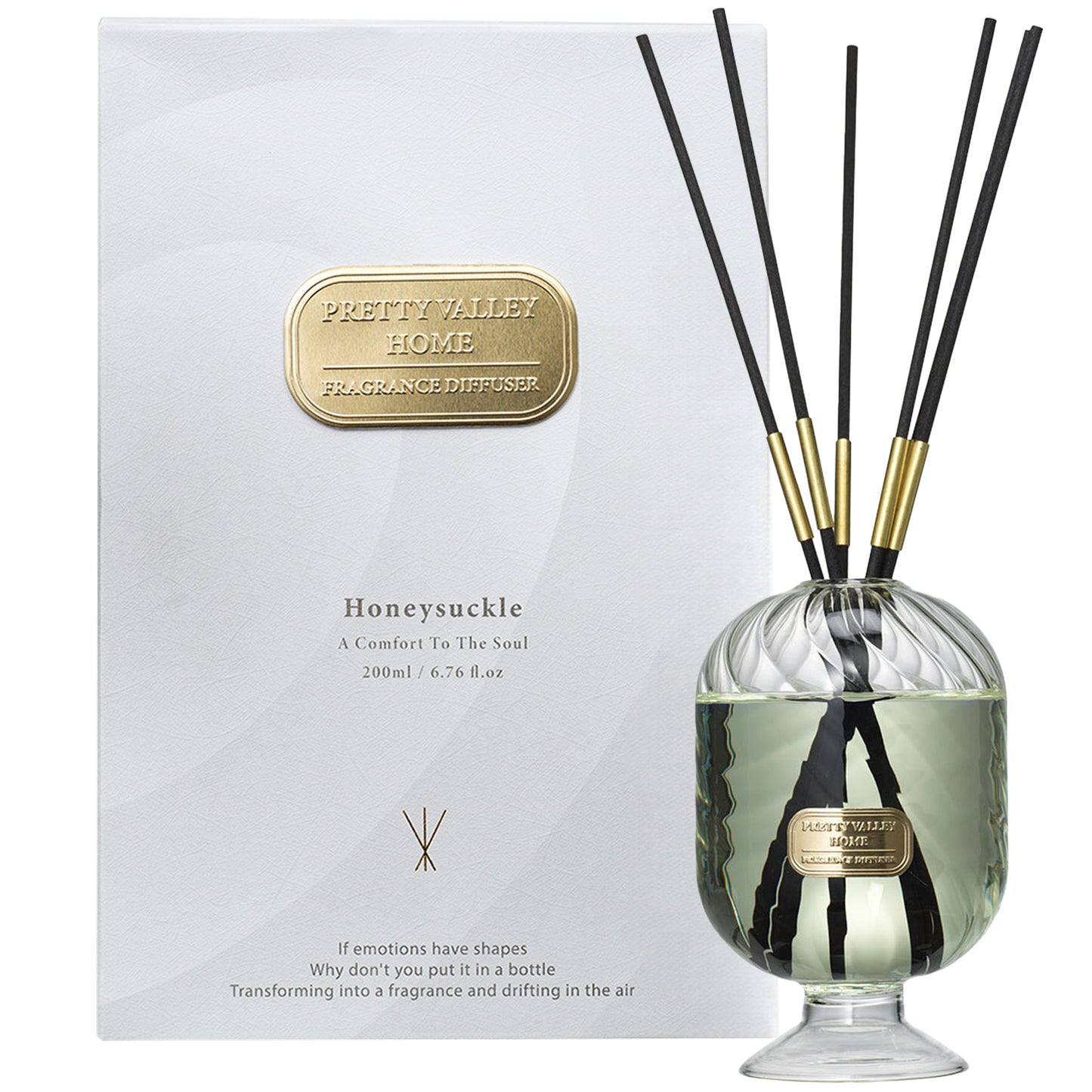 Crystal Glass Reed Diffuser Sets 200ml / 6.76 Fl Oz - Home & Gifts for Office Bathroom Room Decor