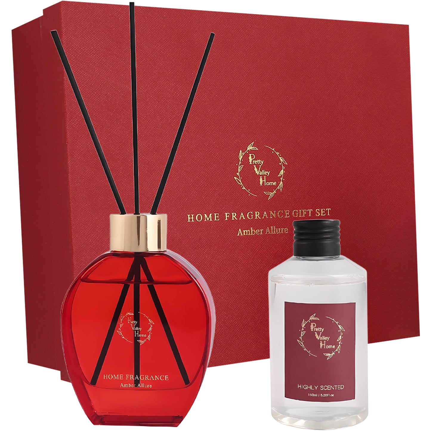 Pretty Valley Home Home Fragrance Diffuser Amber Allure & Candle Gift Box Set