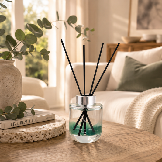 Pretty Valley Home Crystal Reed Diffuser - Clarity Green Fluorite