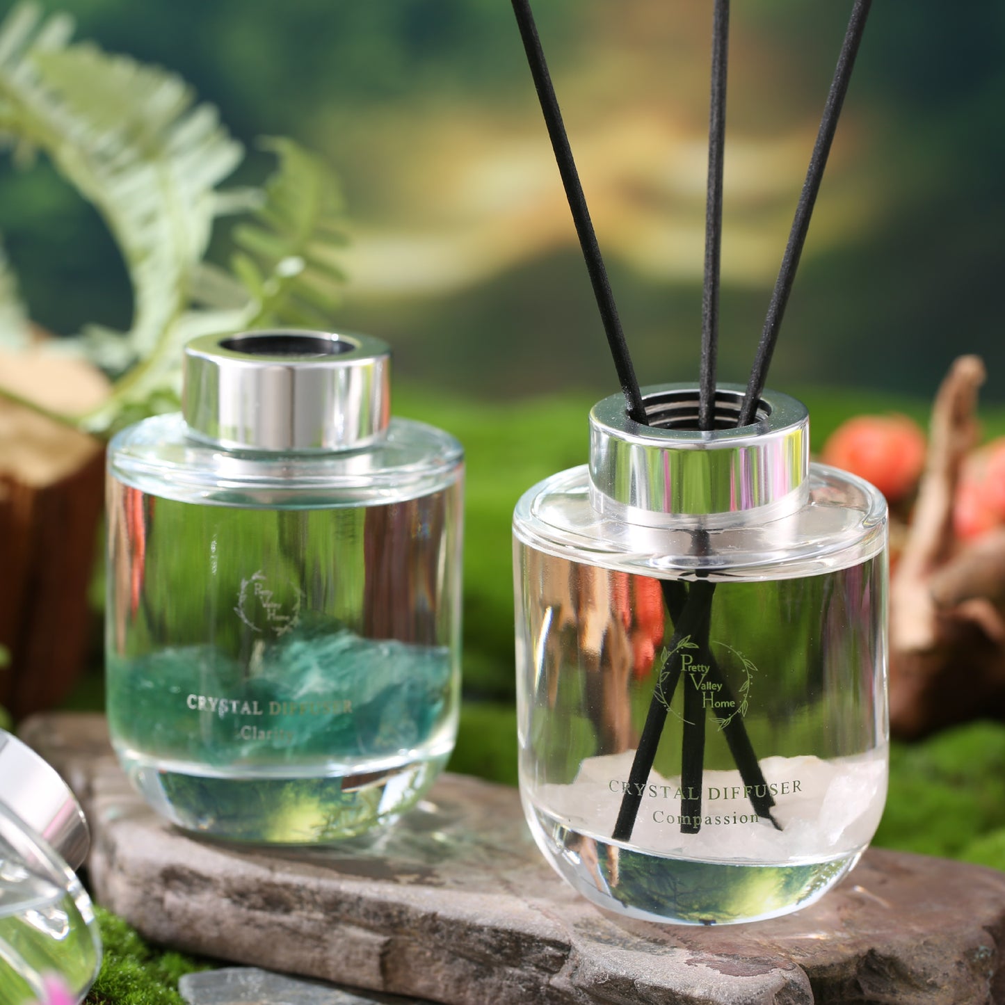 Pretty Valley Home Crystal Reed Diffuser - Compassion Rose Quartz