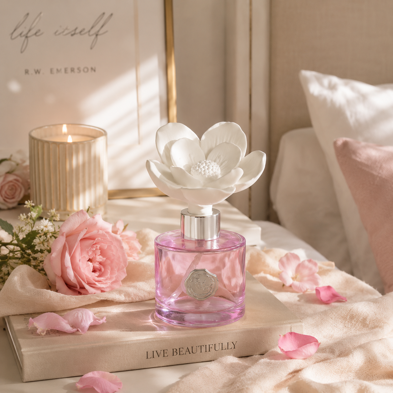Pretty Valley Home Ceramic Flower Fragrance Diffuser Set - Velvet Petunia