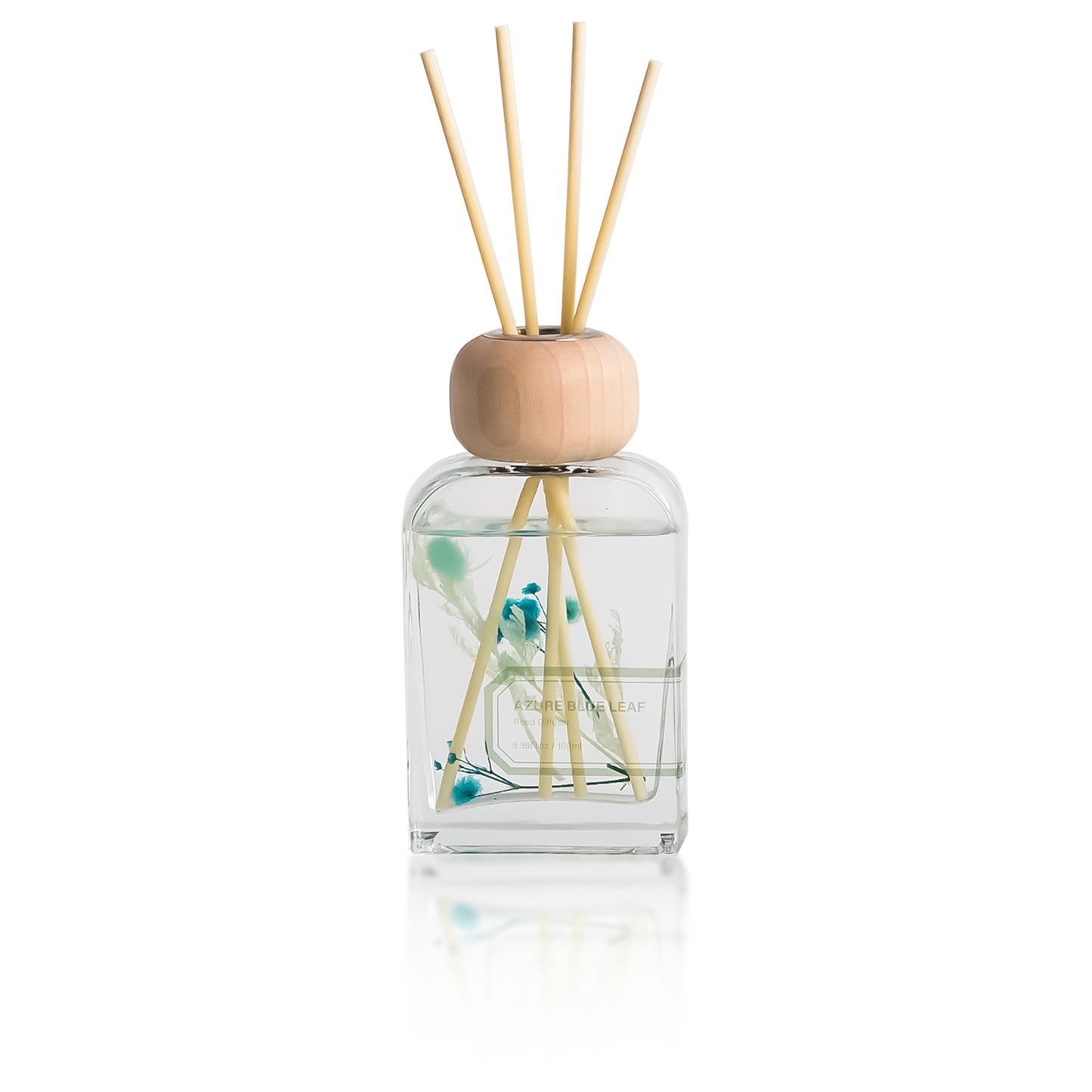 Pretty Valley Home Azure Blue Leaf Reed Diffuser Set, 3.4 fl oz – Refreshing Home Fragrance with Sticks  Oil Reed Diffuser for Bathroom Shelf & Living Room Décor