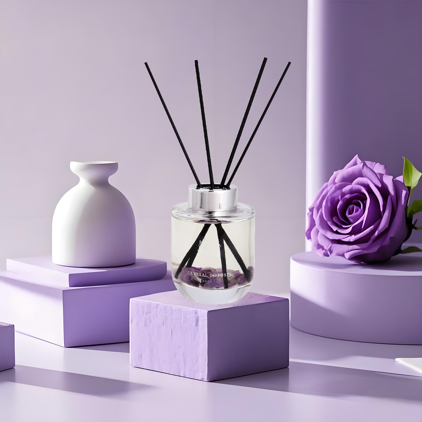 Pretty Valley Home Crystal Reed Diffuser - Tranquility Amethyst Stones