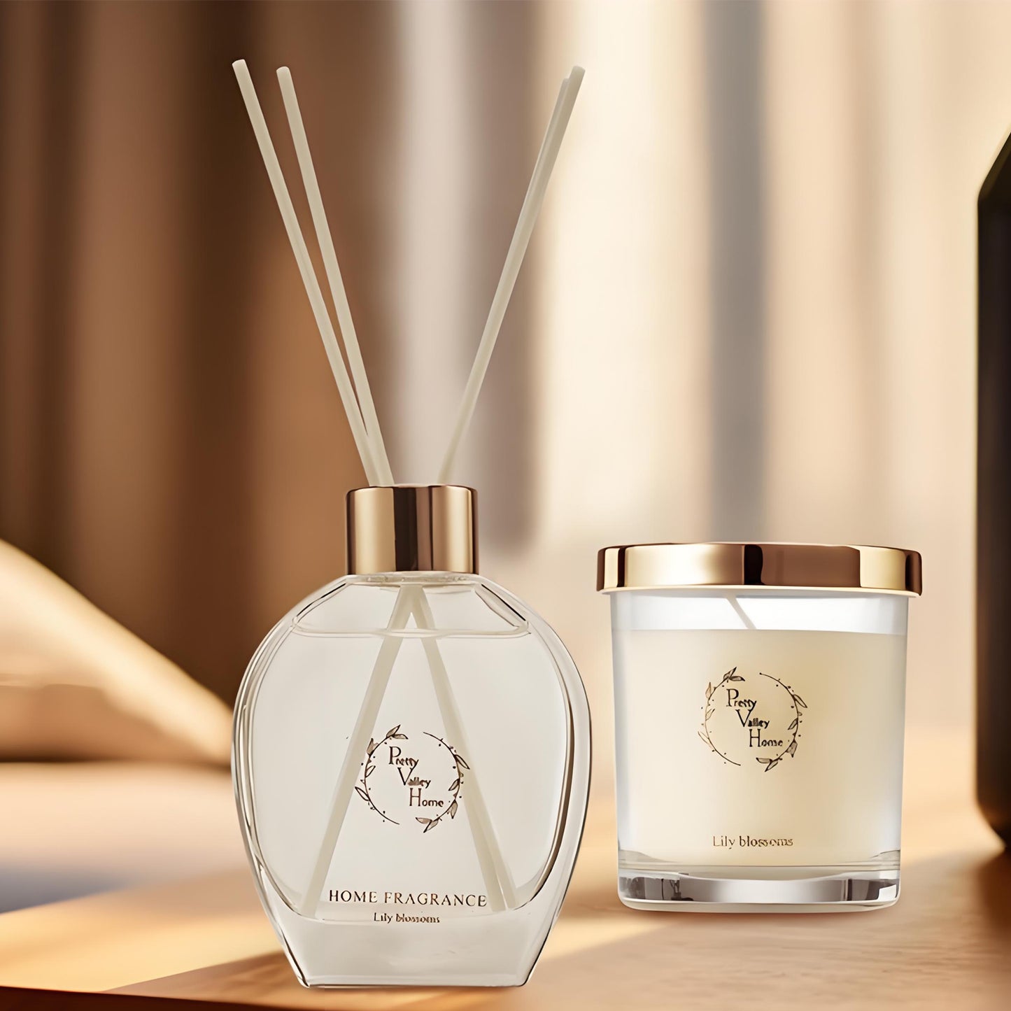 Pretty Valley Home Home Fragrance Diffuser Amber Allure & Candle Gift Box Set