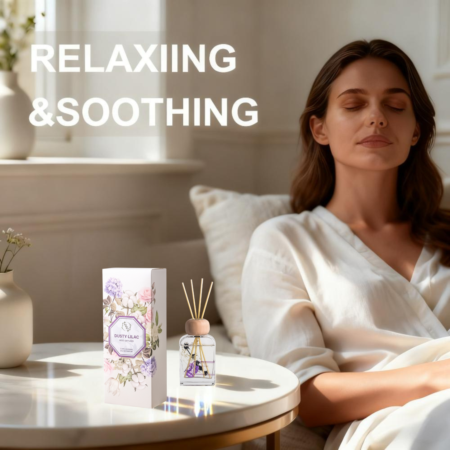 Pretty Valley Home Dusty Lilac Reed Diffuser Set, 3.4 fl oz – Luxurious Home Fragrance with Sticks | Oil Reed Diffuser for Bathroom Shelf & Bedroom Décor