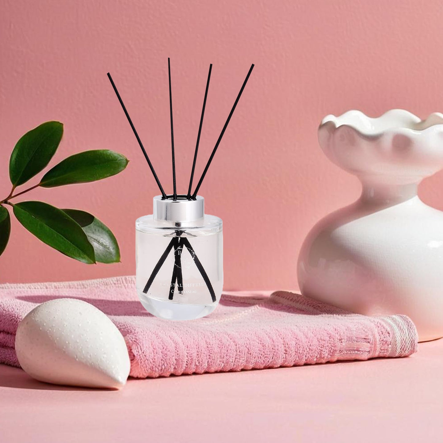 Pretty Valley Home Crystal Reed Diffuser - Compassion Rose Quartz