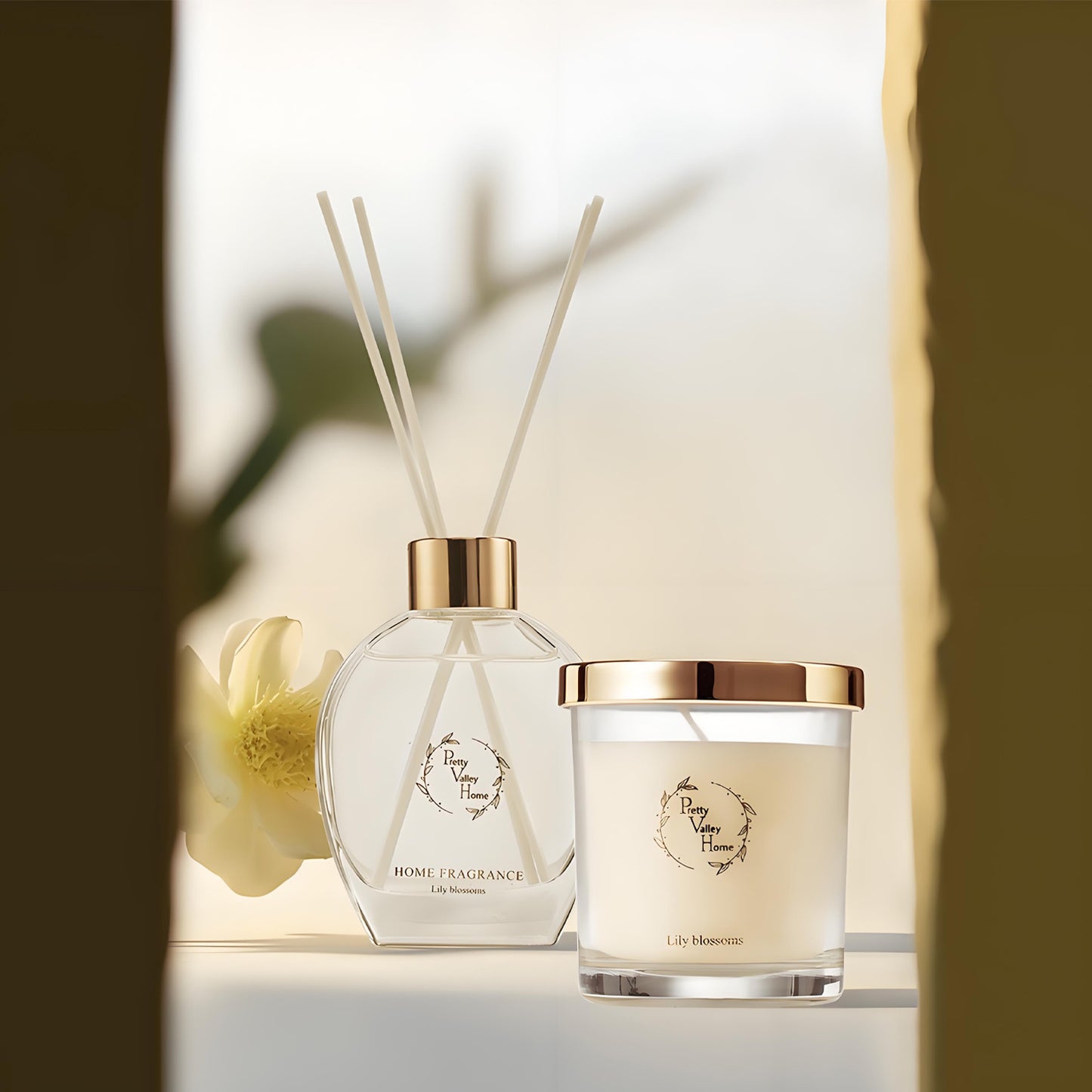 Pretty Valley Home Home Fragrance Diffuser Amber Allure & Candle Gift Box Set