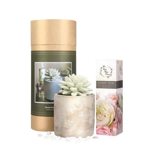 Pretty Valley Home Succulent Planter Diffuser Gift Set Combo Elegant Peony 200ml