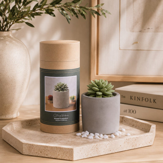 Pretty Valley Home Succulent Diffuser Ceramic Planter Set - Citrus Verbena