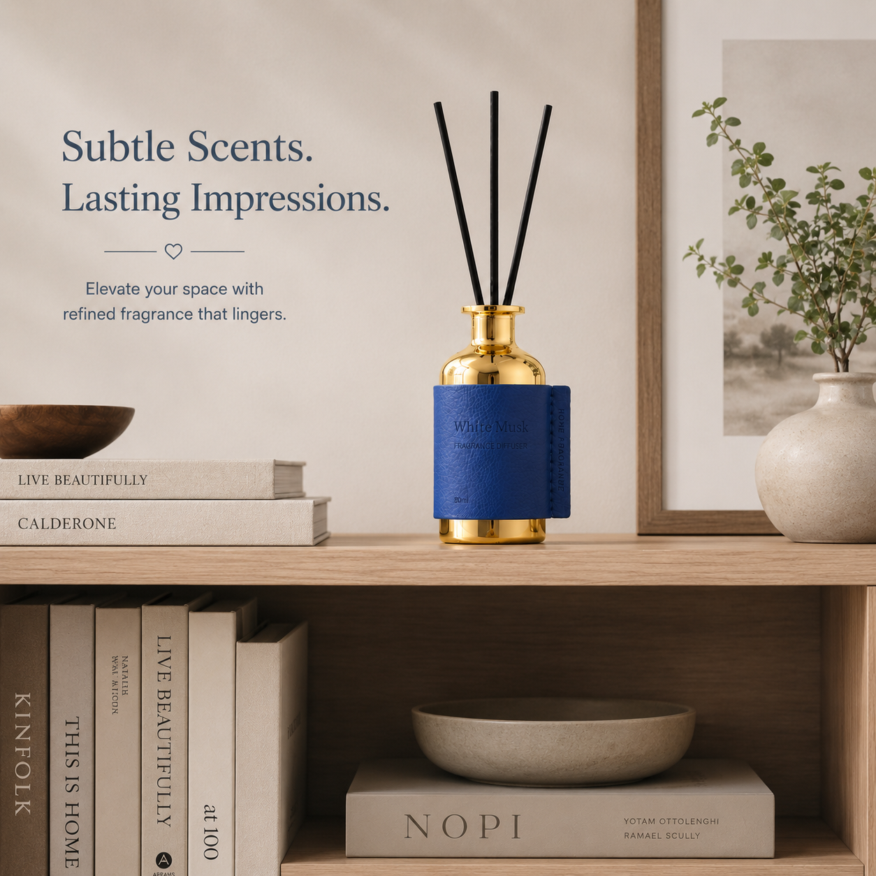 Pretty Valley Home Special Gold Leather Reed Diffuser - 80ml