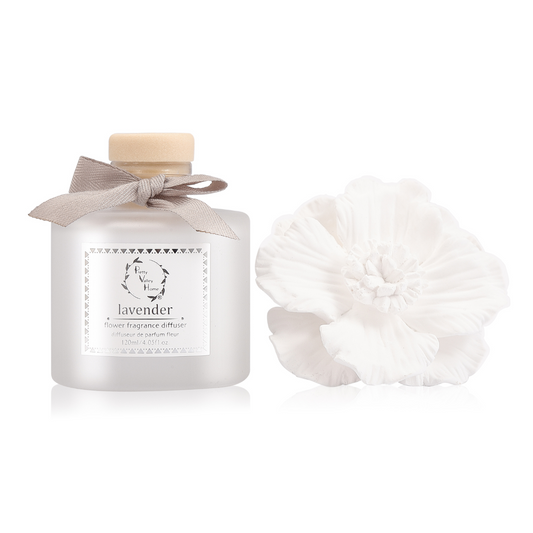 Pretty Valley Home Ceramic Gypsum Flower Diffuser Set Home Fragrance Gift Box Wild Lavender