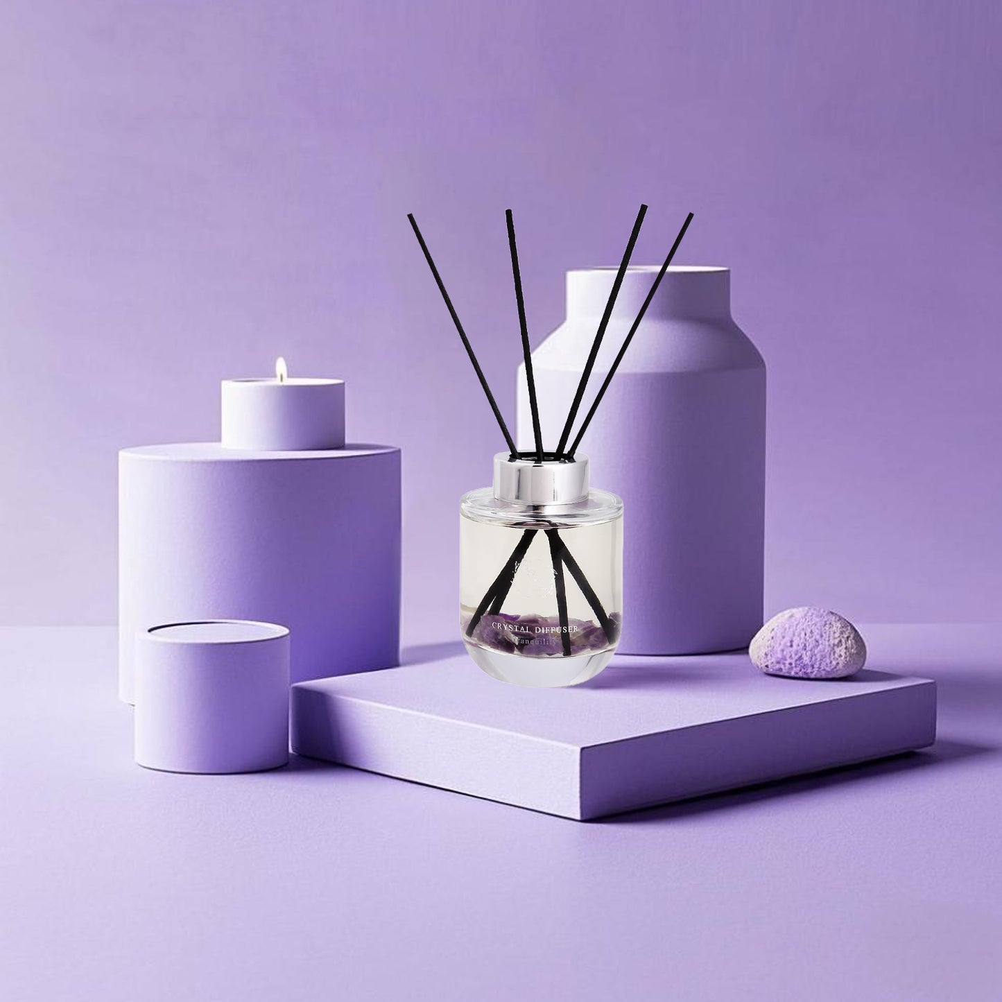 Pretty Valley Home Crystal Reed Diffuser - Tranquility Amethyst Stones