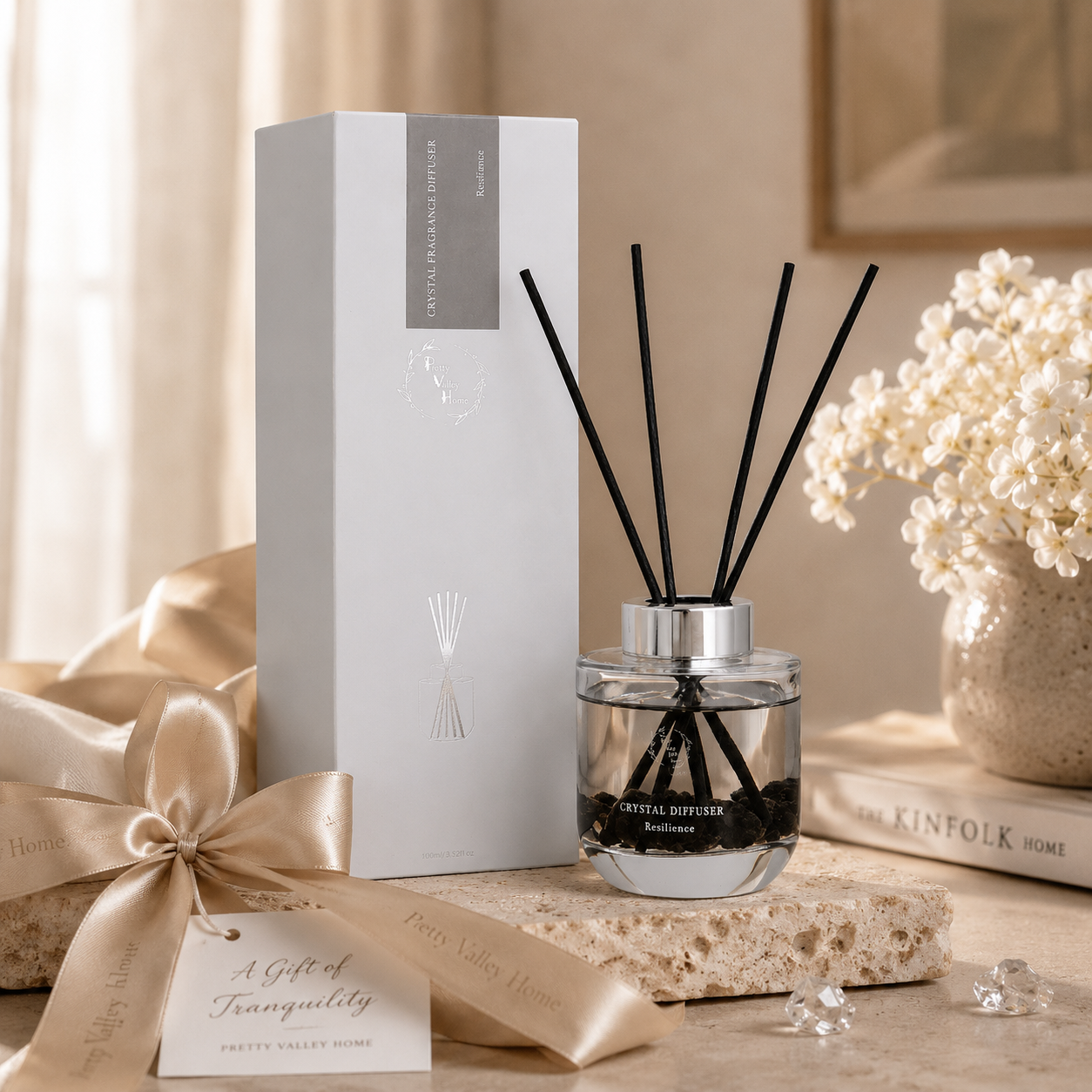 Pretty Valley Home Crystal Reed Diffuser - Resilience Lava Stones