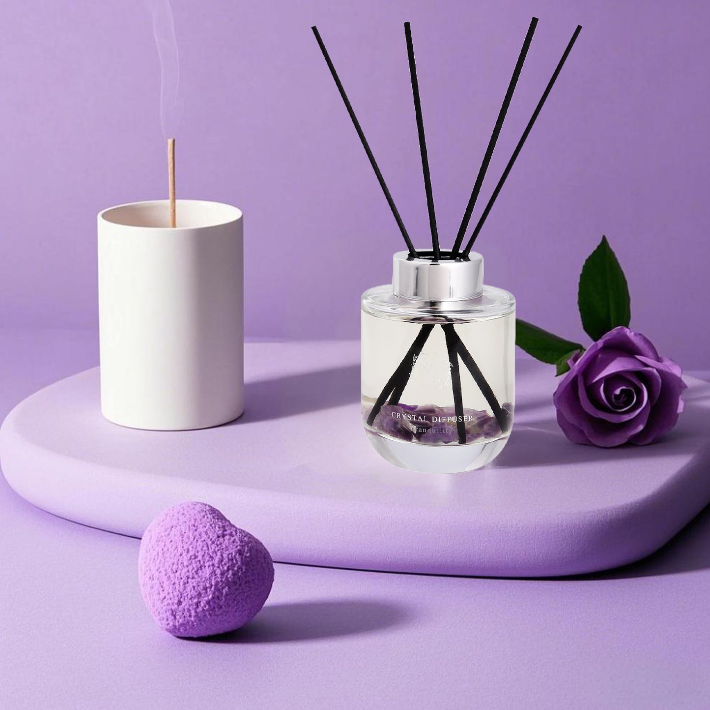 Pretty Valley Home Crystal Reed Diffuser - Tranquility Amethyst Stones