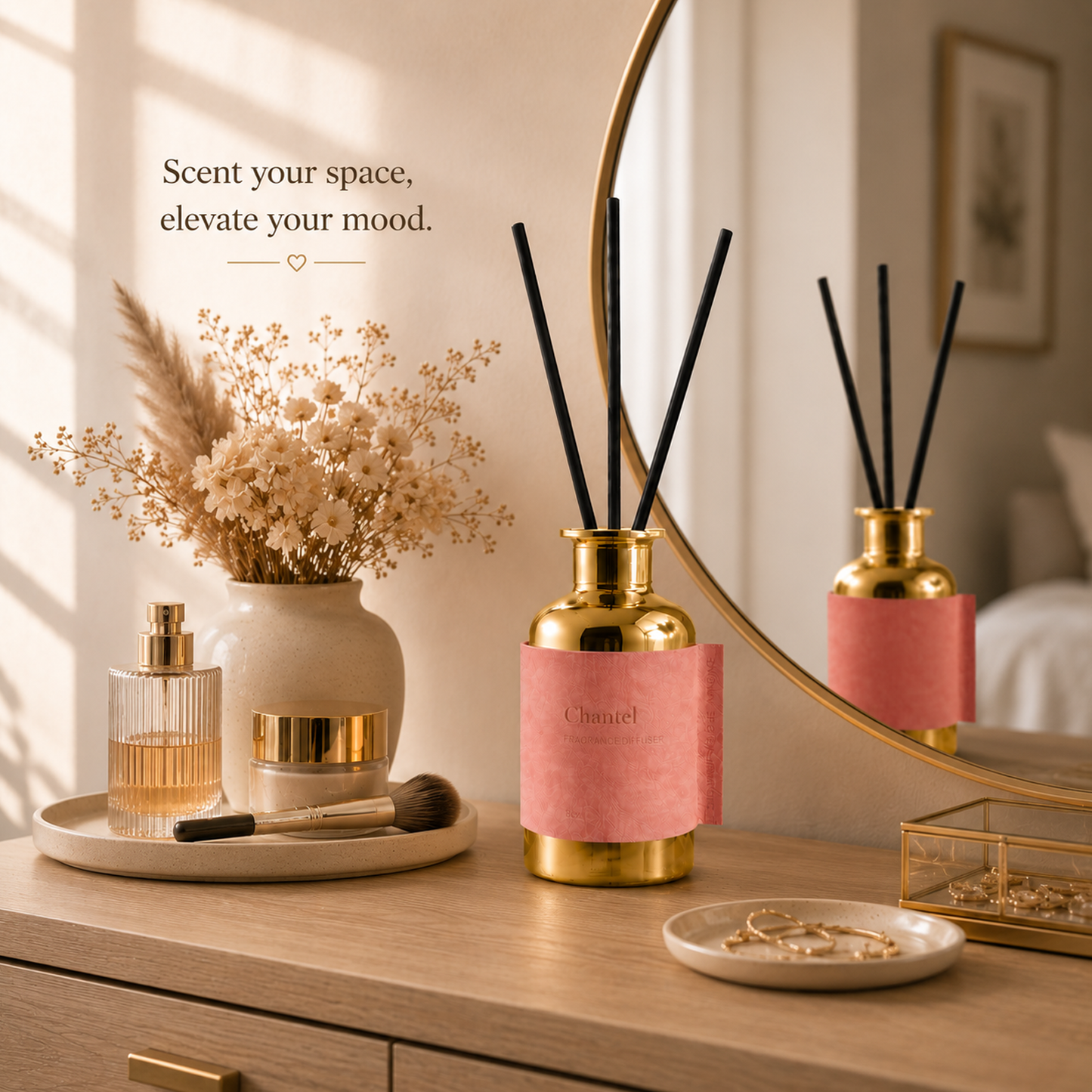 Pretty Valley Home Special Gold Leather Reed Diffuser - 80ml