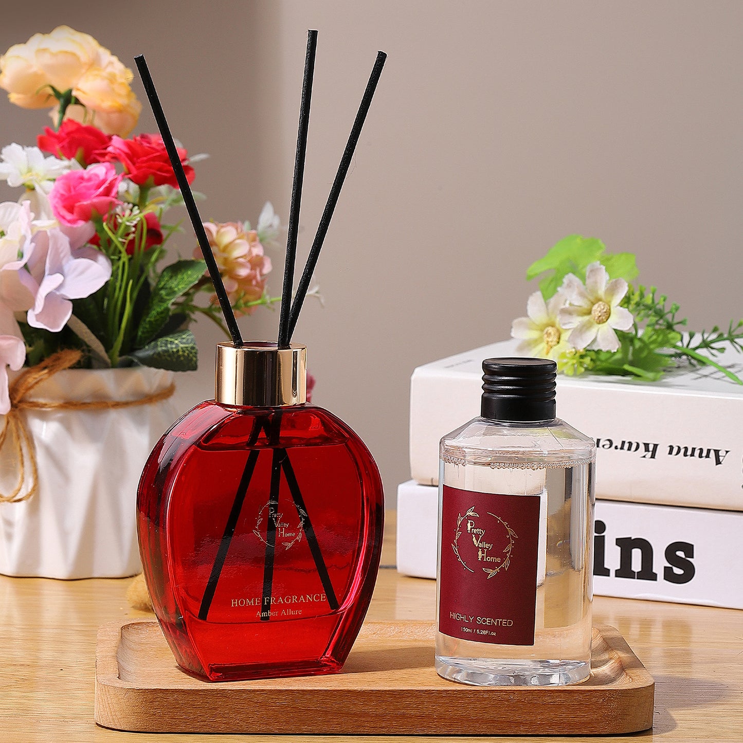 Pretty Valley Home Home Fragrance Diffuser Amber Allure & Candle Gift Box Set