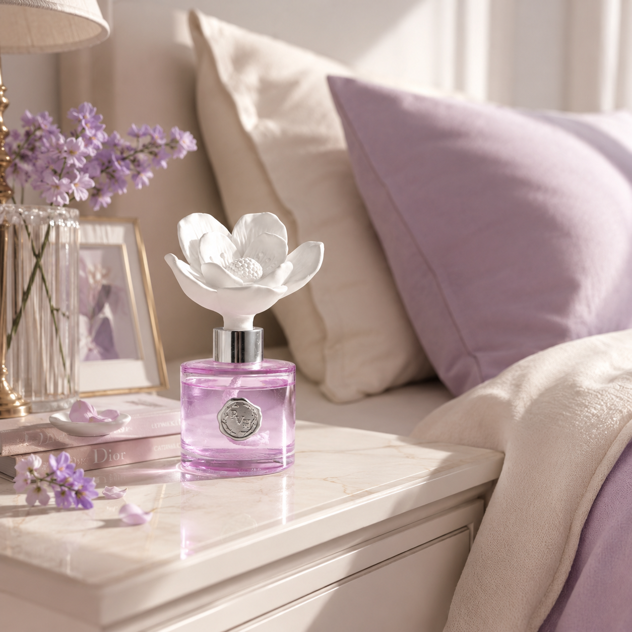 Pretty Valley Home Ceramic Flower Fragrance Diffuser Set - FLEUR DE LYS