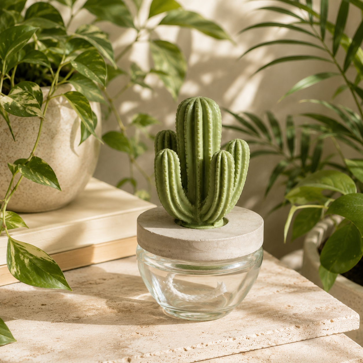 Pretty Valley Home Reed Diffuser Set Ceramic Cactus Fragrance Diffuser- 3.38 fl oz (100 ml), Home Fragrance Reed Diffuser for Bathroom Office Living Room Dining Table Decor-CUTTING GRASS
