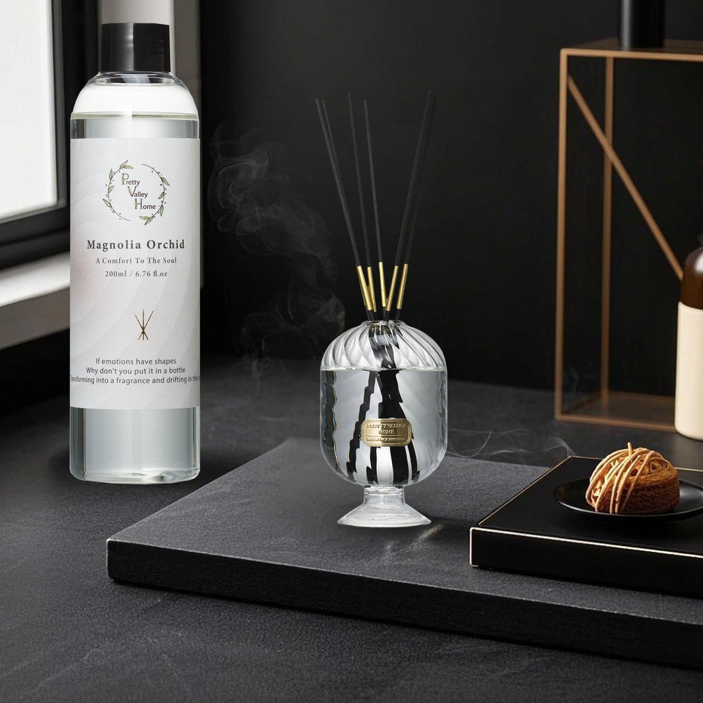 Crystal Glass Reed Diffuser Sets 200ml / 6.76 Fl Oz - Home & Gifts for Office Bathroom Room Decor