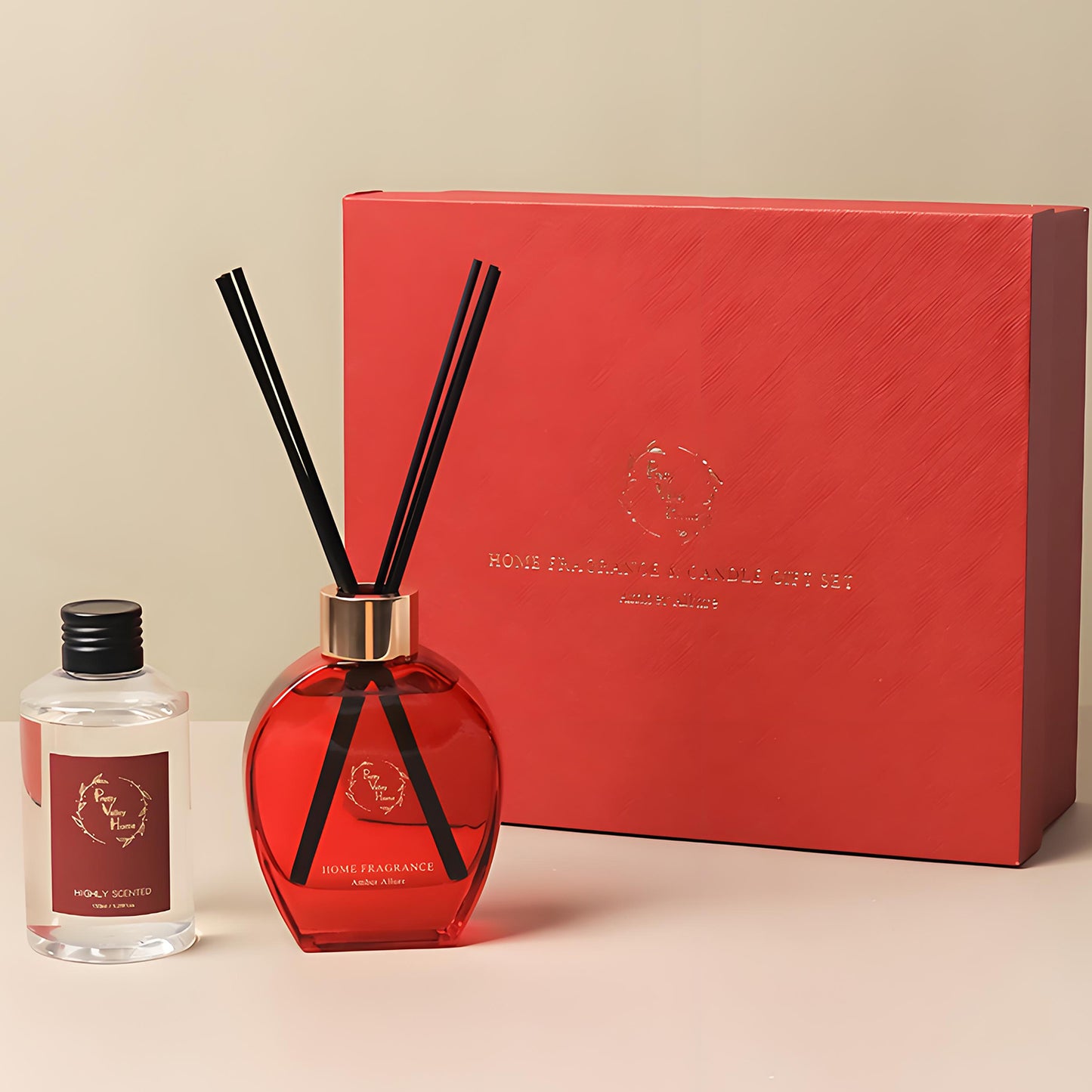 Pretty Valley Home Home Fragrance Diffuser Amber Allure & Candle Gift Box Set