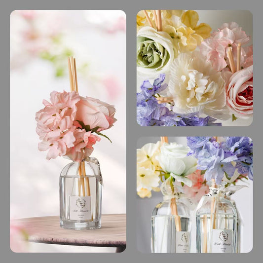 Pretty Valley Home Reed Diffuser Set – Silk Blossom Scent (120ml) | Dried Flowers, Long-Lasting Fragrance, Gift-Ready Home Decor