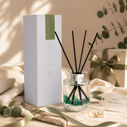 Pretty Valley Home Crystal Reed Diffuser - Clarity Green Fluorite