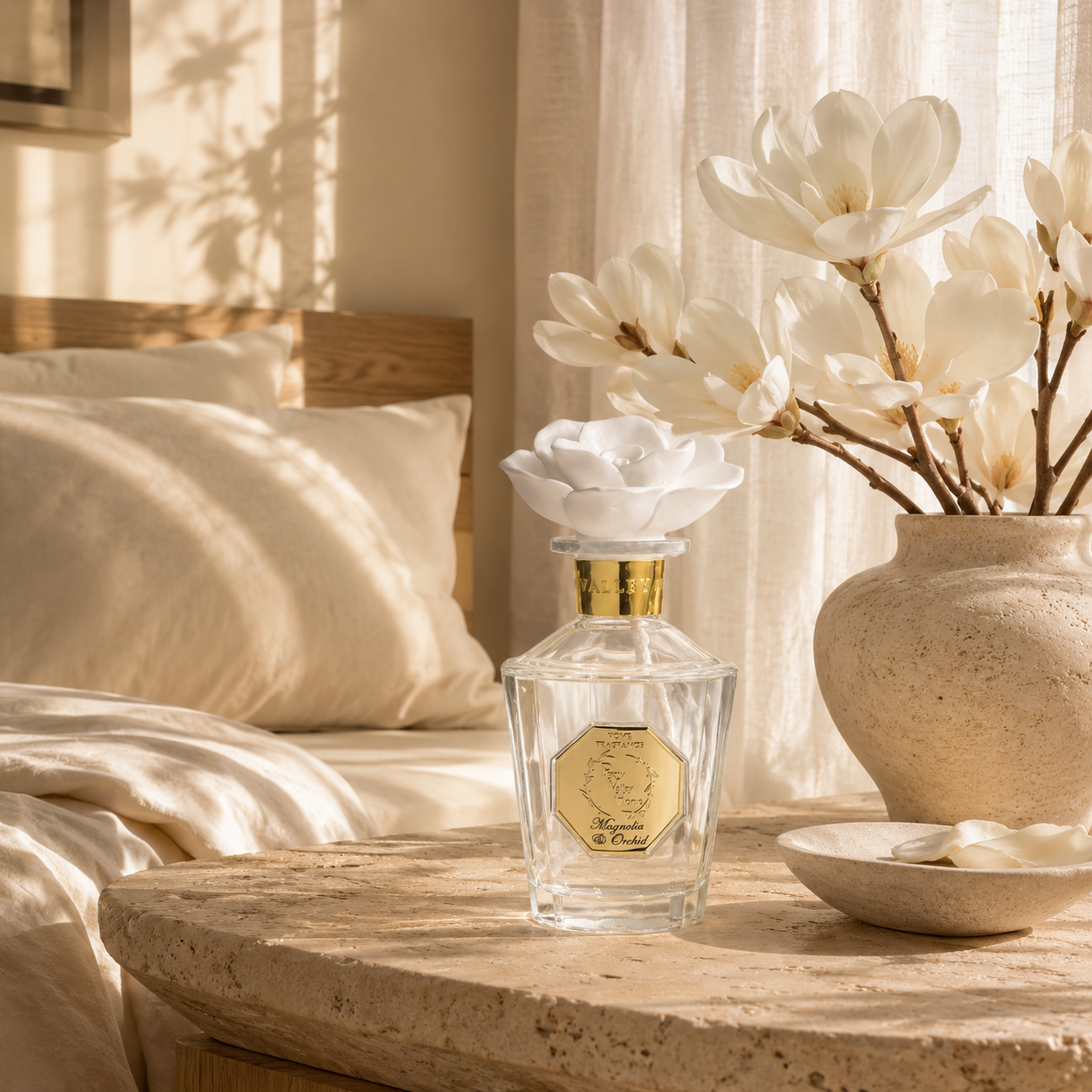 Pretty Valley Home Vintage Rose Ceramic Diffuser - Magnolia & Orchid