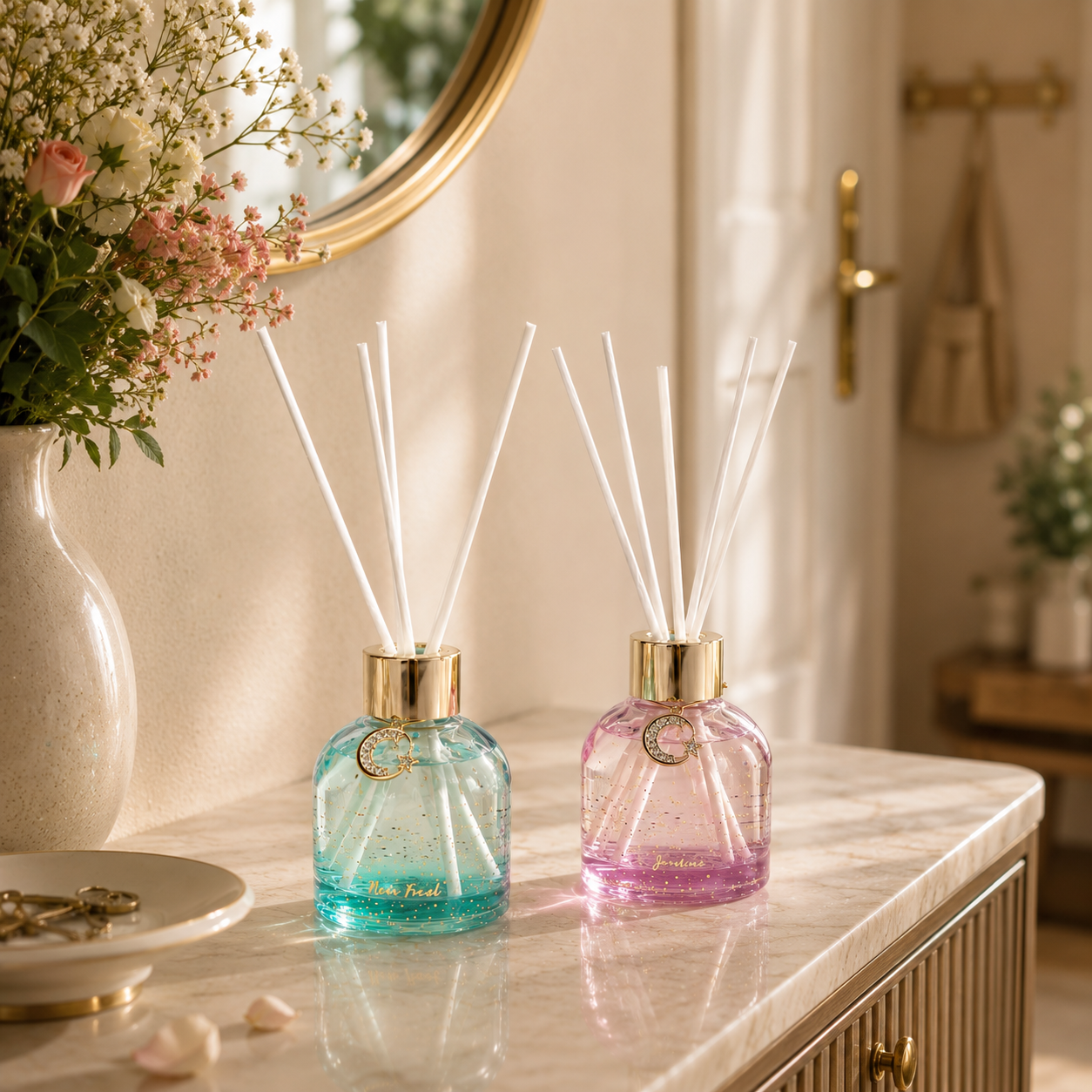 Pretty Valley Home Reed Fragrance Diffuser Set Jasmine Rain Forest Combo