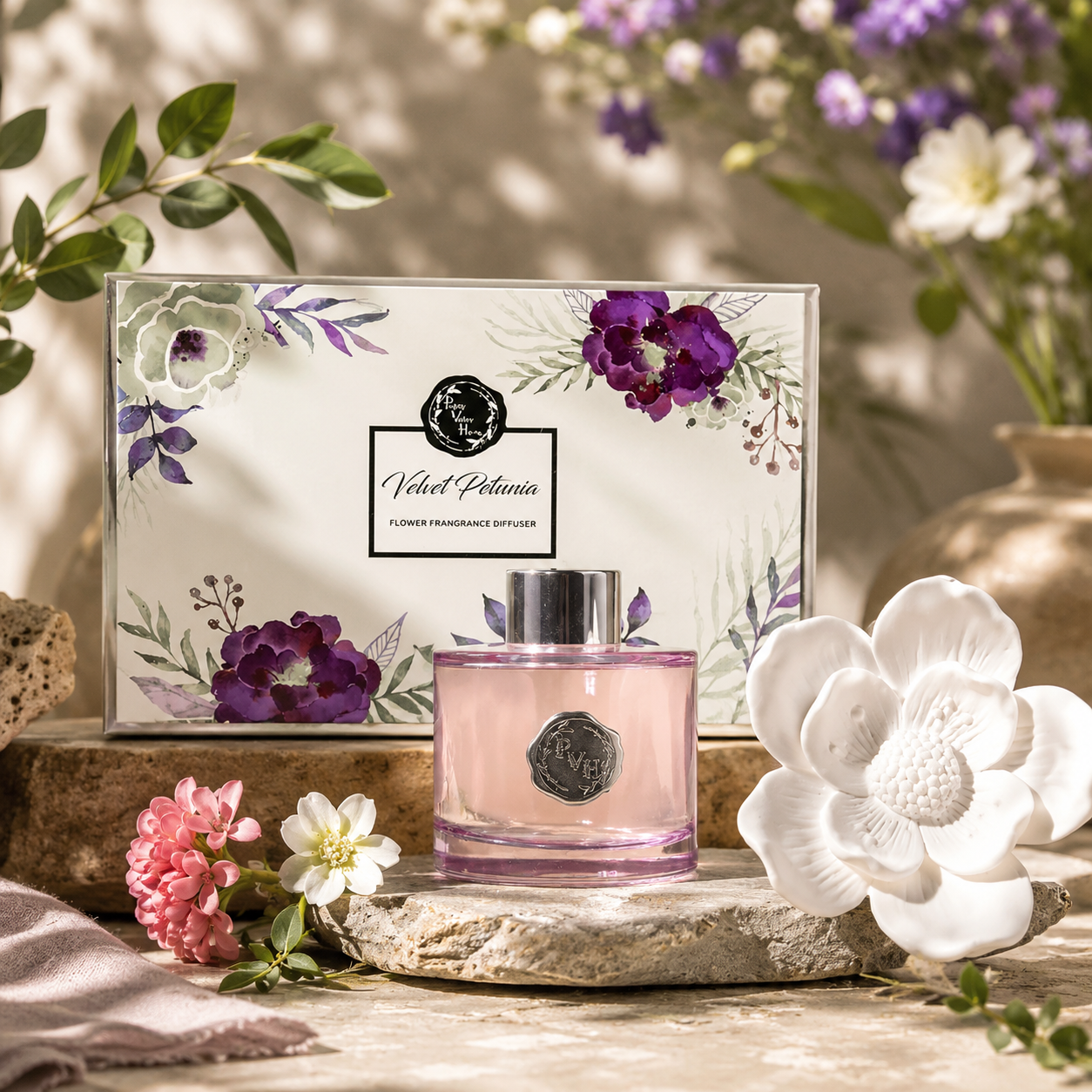 Pretty Valley Home Ceramic Flower Fragrance Diffuser Set - FLEUR DE LYS