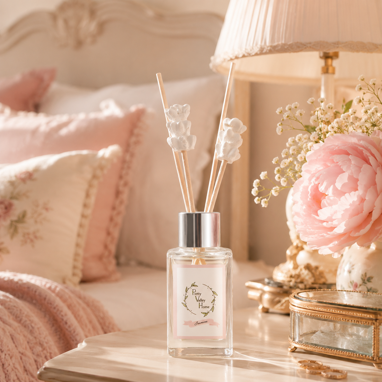Pretty Valley Home Mini Flower Diffuser White Jasmine 30ml