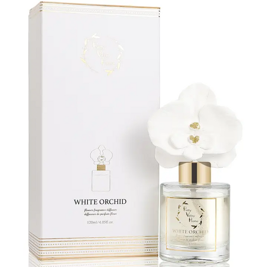 Pretty Valley Home Ceramic Orchid Flower Fragrance Diffuser Set White Orchid