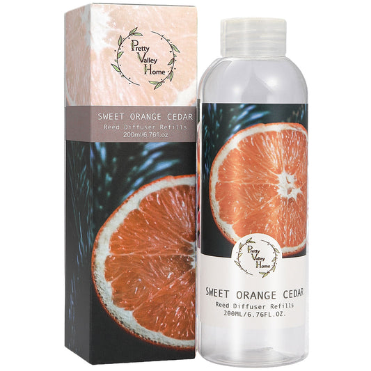 Pretty Valley Home Fragrances Diffuser Refills Sweet Orange Cedar Scent 200ml