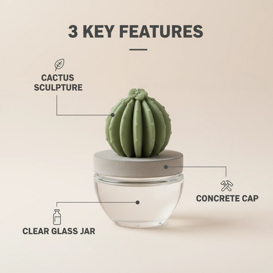 Pretty Valley Home Reed Diffuser Set Ceramic Cactus Fragrance Diffuser-White Flower 3.38 fl oz (100 ml), Home Fragrance Reed Diffuser for Bathroom Office Living Room Dining Table Decor-OCEAN BREEZE