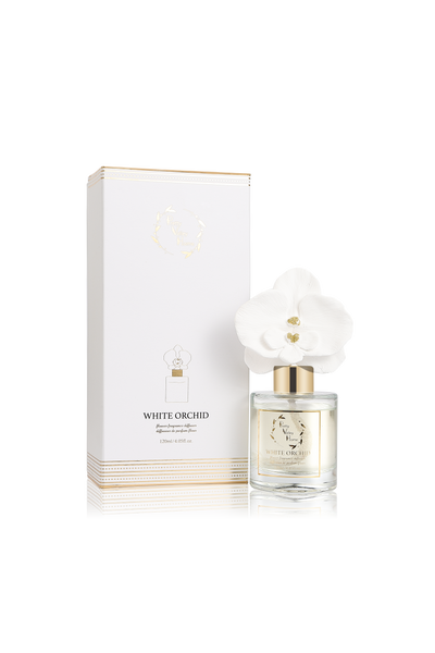 Ceramic Orchid Flower Fragrance Diffuser Set White Orchid 1439