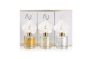Ceramic Orchid Flower Fragrance Diffuser Set White Orchid 1439