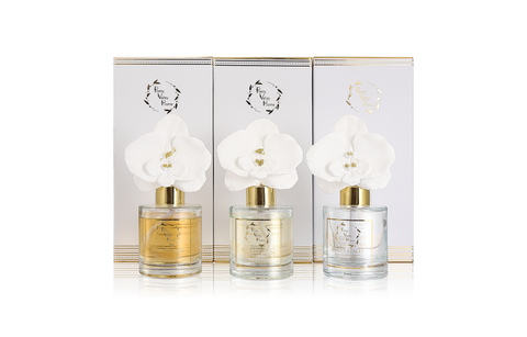 Ceramic Orchid Flower Fragrance Diffuser Set White Orchid 1439