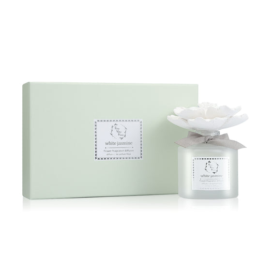 Pretty Valley Home Ceramic Gypsum Flower Diffuser Set Home Fragrance Gift Box White Jasmine