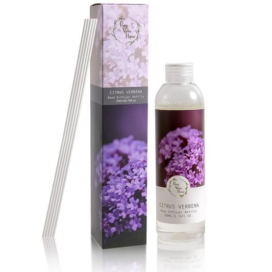 Pretty Valley Home Fragrances Diffuser Refills Citrus Verbena Scent 200ml(Includes a Free Set of Reed Sticks! )