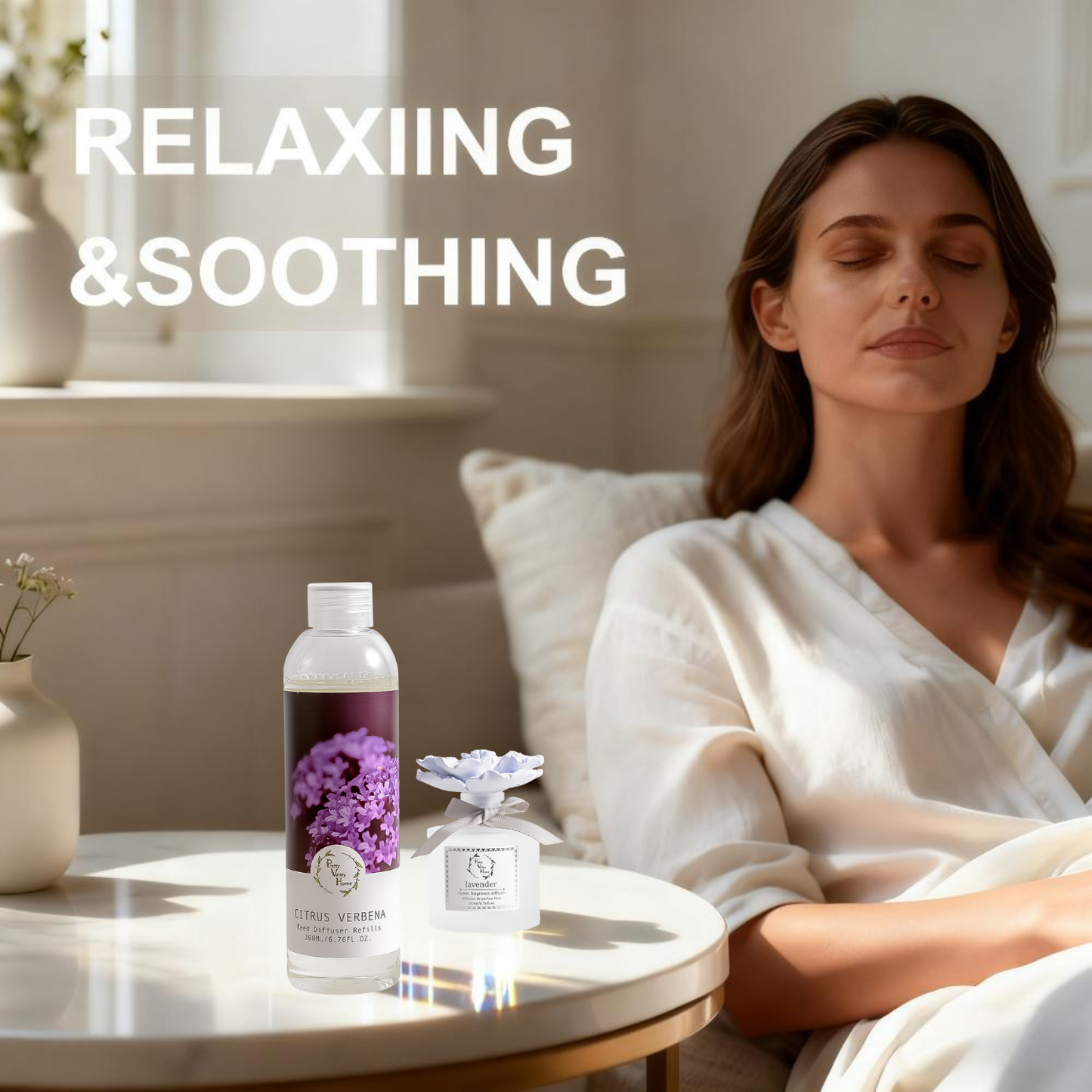 Pretty Valley Home Fragrances Diffuser Refills Citrus Verbena Scent 200ml(Includes a Free Set of Reed Sticks! )