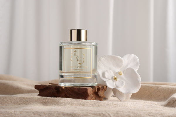 Ceramic Orchid Flower Fragrance Diffuser Set White Orchid 1439