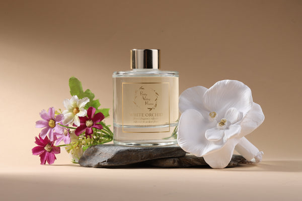 Ceramic Orchid Flower Fragrance Diffuser Set White Orchid 1439