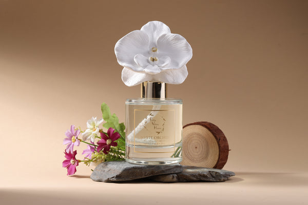 Ceramic Orchid Flower Fragrance Diffuser Set White Orchid 1439