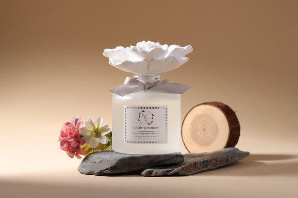 Ceramic Gypsum Flower Diffuser Set White Jasmine 6056-WJ