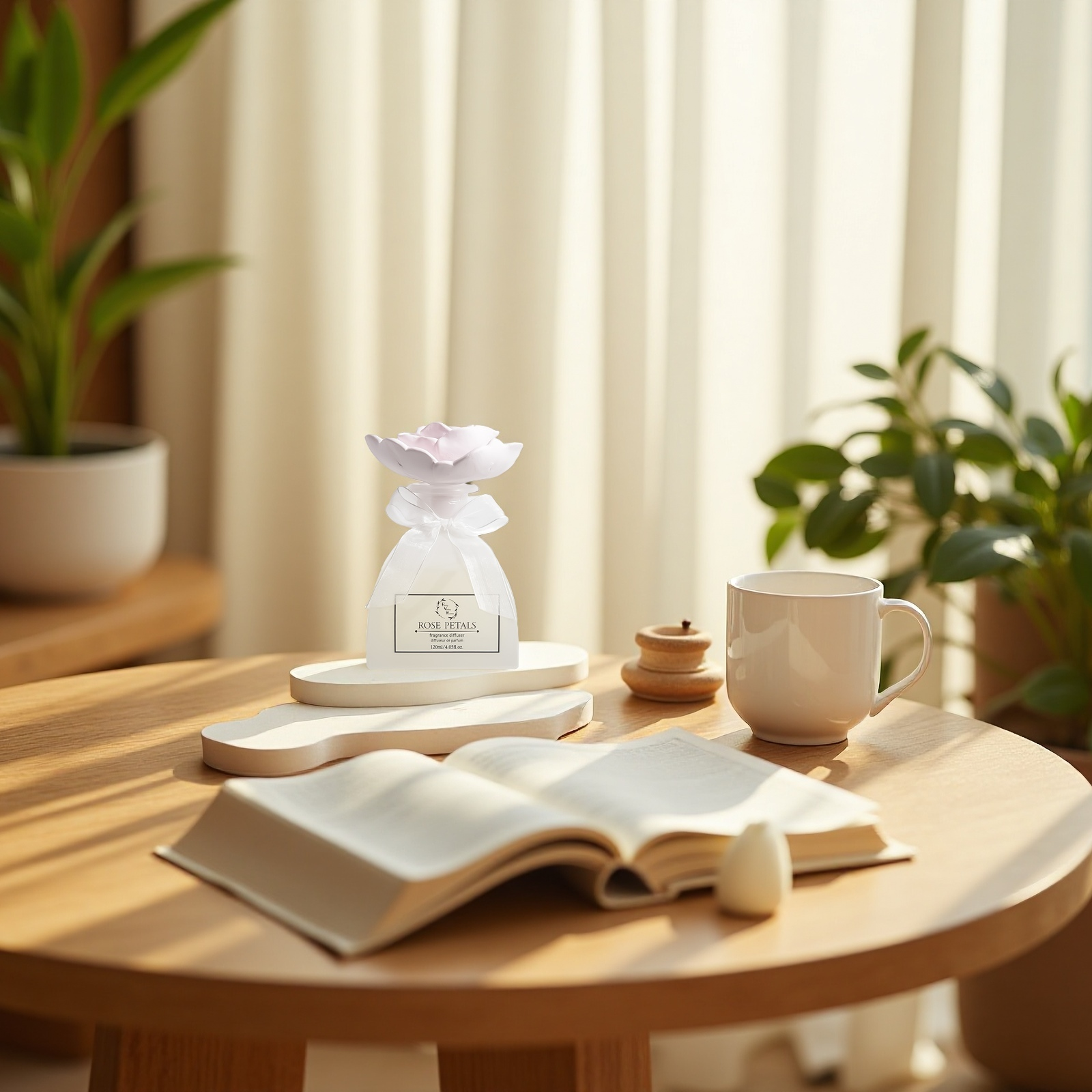Pretty Valley Home Gardenia & Rose Ceramic Flower Reed Diffuser - Thumbnail 5