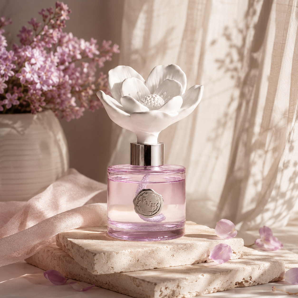 Pretty Valley Home Ceramic Flower Fragrance Diffuser Set - FLEUR DE LYS