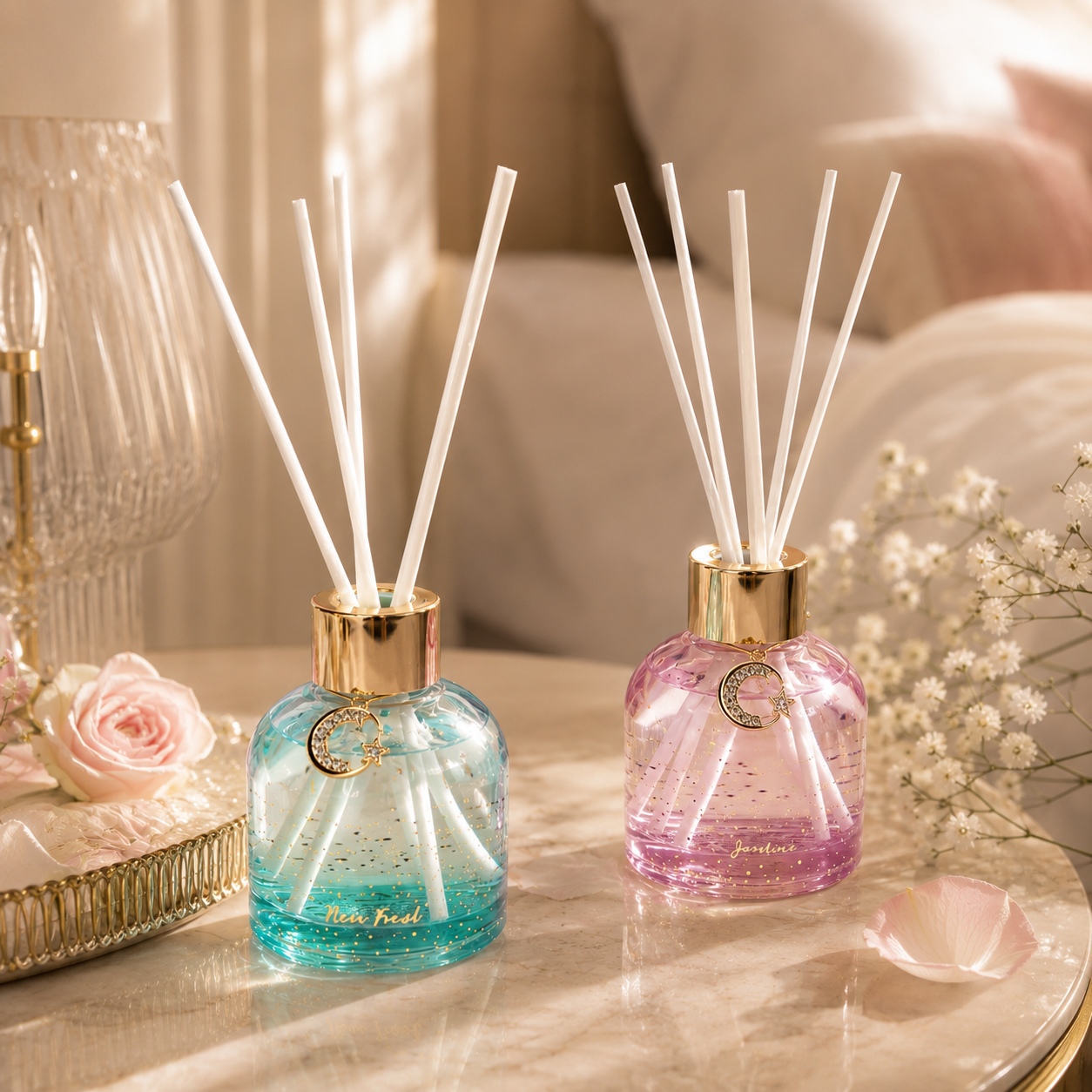 Pretty Valley Home Reed Fragrance Diffuser Set Jasmine Rain Forest Combo