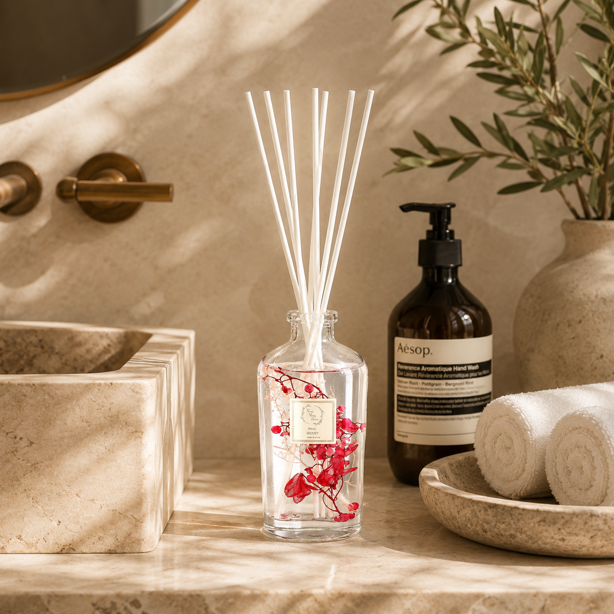 Botanical Reed Diffuser Sets for Office Bathroom Room Decor - 140ml (4.7 oz )