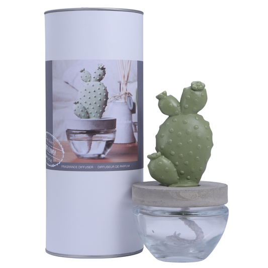 Pretty Valley Home Reed Diffuser Set Ceramic Cactus Fragrance Diffuser-White Flower 3.38 fl oz (100 ml), Home Fragrance Reed Diffuser for Bathroom Office Living Room Dining Table Decor - WHITE FLOWER