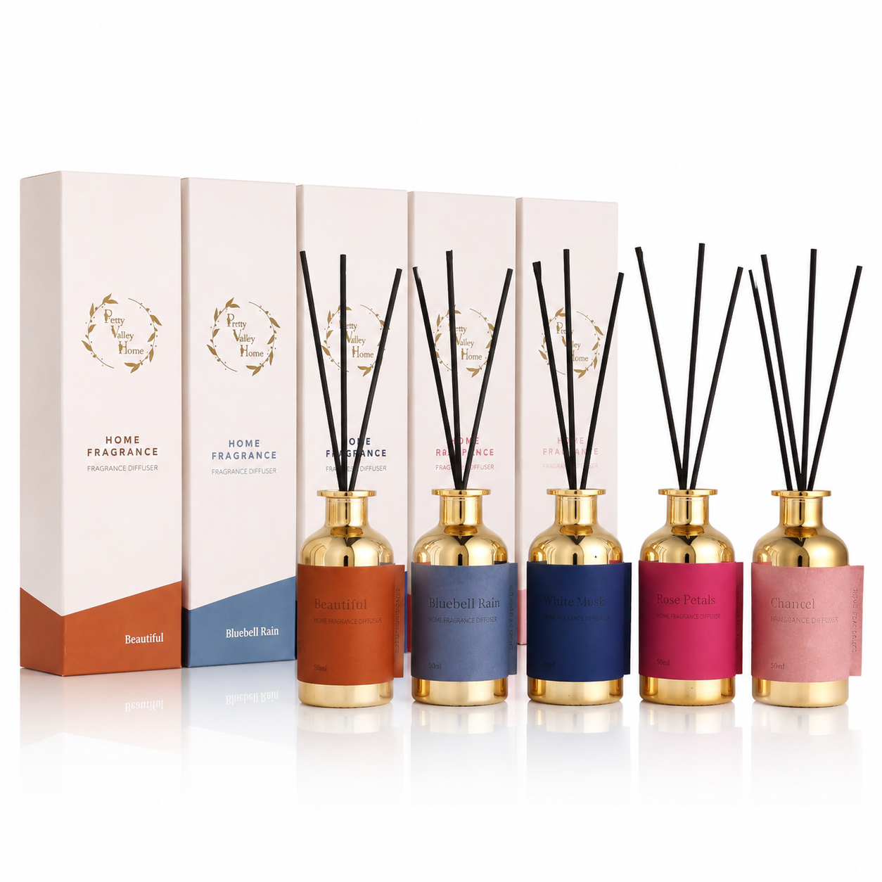 Pretty Valley Home Special Gold Leather Reed Diffuser - 80ml